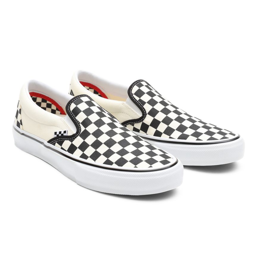 Vans Skate Checkerboard Slip-On Dam Svarta/Vita - Vans Slip On Skor Outlet Sverige (ZAREX2431)